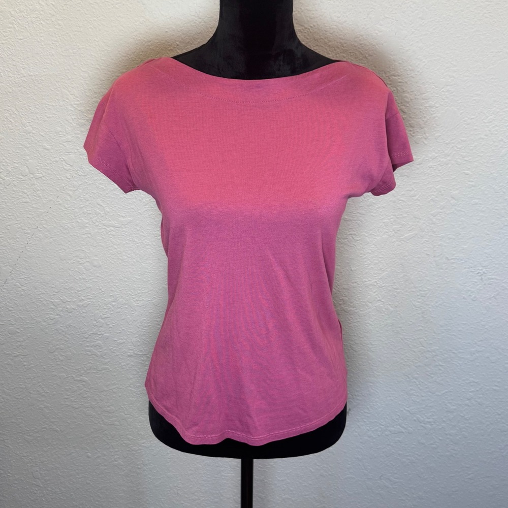 Boden Pink Boat Neck Short Sleeve Cotton T-Shirt Womens Size US 2 UK 6